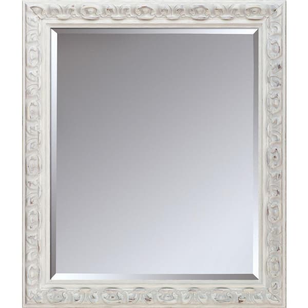LA PASTICHE Brimfield Cottage 29 in. x 25 in. Rustic Rectangle Framed White Decorative Mirror