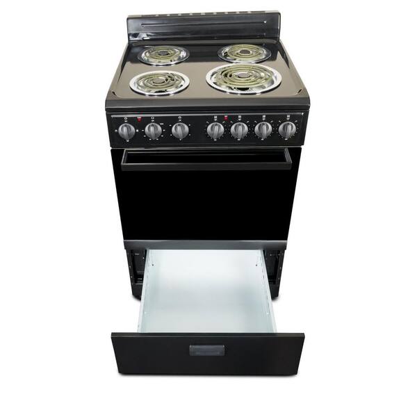 Ft Oven Capacity in Black Premium Levella 24 Electric Range with 4 Coil Burners and 2.7 Cu 