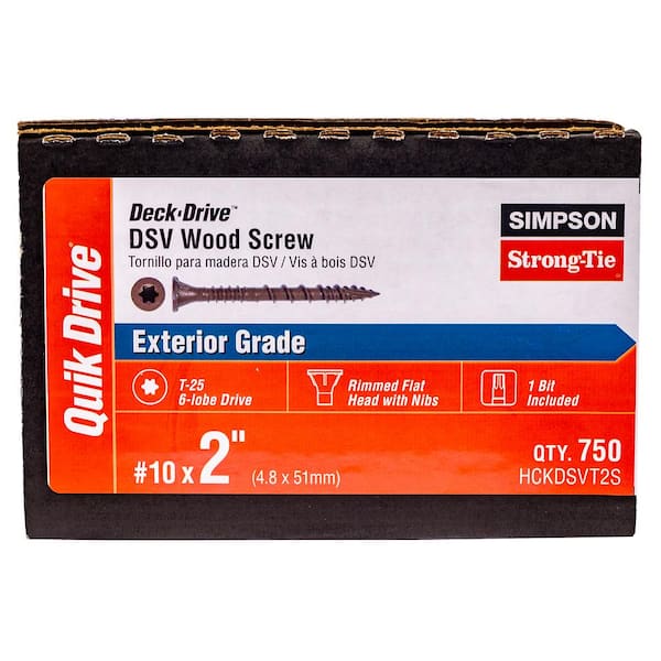 Simpson Strong-Tie #10 x 2 in. T25 6-Lobe, Flat Head, Deck-Drive DSV Collated Wood Screw, Tan (750-Pack)
