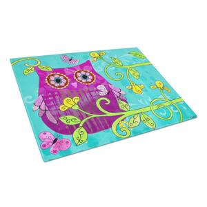 Sittin in the Flowers Owl Tempered Glass Large Heat Resistant Cutting Board