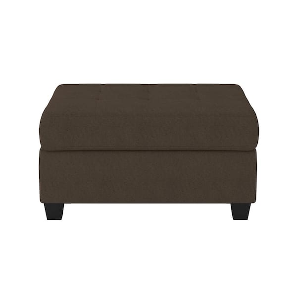 EVERGLADE HOME Colrich Chocolate Tufted Storage Ottoman