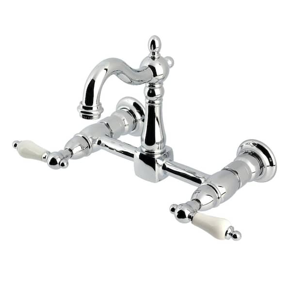 Heritage 2-Handle Wall-Mount Standard Kitchen Faucet in Polished Chrome