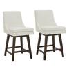 Spruce & Spring Fiona 26.8 in. Pure White High Back Solid Wood Frame Swivel Counter Height Bar Stool with Faux Leather Seat(Set of 2) 2-SSY1510H-PU167