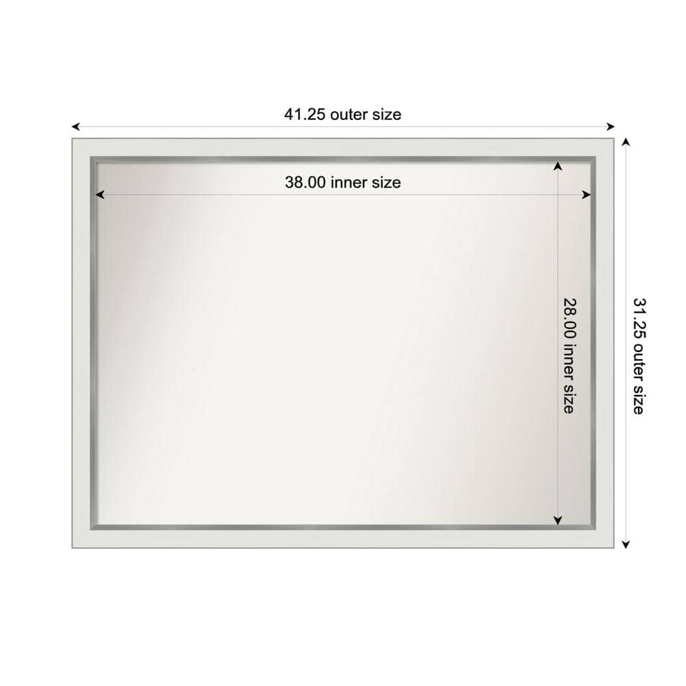 Medium Rectangle Satin White Silver Casual Mirror (31 in. H x 41 in. W) price history on PriceWatchPro