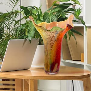 Lucero Orange Hand-Blown Art Glass Vase