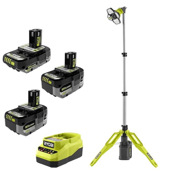 ONE+ 18V HIGH PERFORMANCE Kit w/ (2) 4.0 Ah Batteries, 2.0 Ah Battery, Charger, & Hybrid Tri-Power Tripod Light