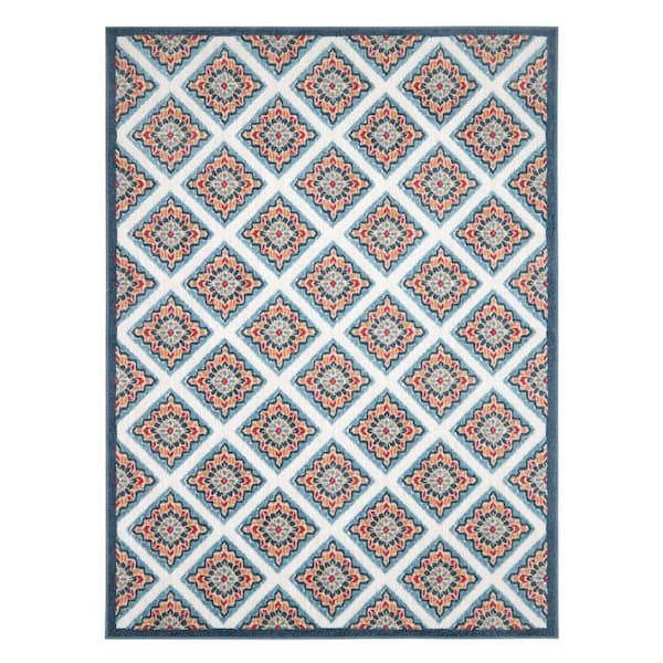 Home Dynamix Brooks Retro Red/Multicolor 3 ft. x 5 ft. Geometric Indoor/Outdoor Patio Area Rug