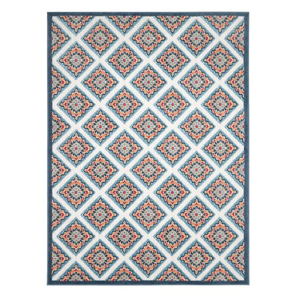 Brooks Retro Red/Multicolor 3 ft. x 5 ft. Geometric Indoor/Outdoor Patio Area Rug