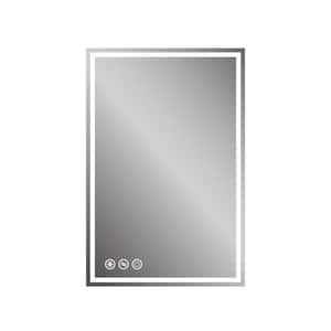 20 in. W x 30 in. H Rectangular Frameless Anti-Fog Wall Mounted LED Bathroom Vanity Mirror in Silver