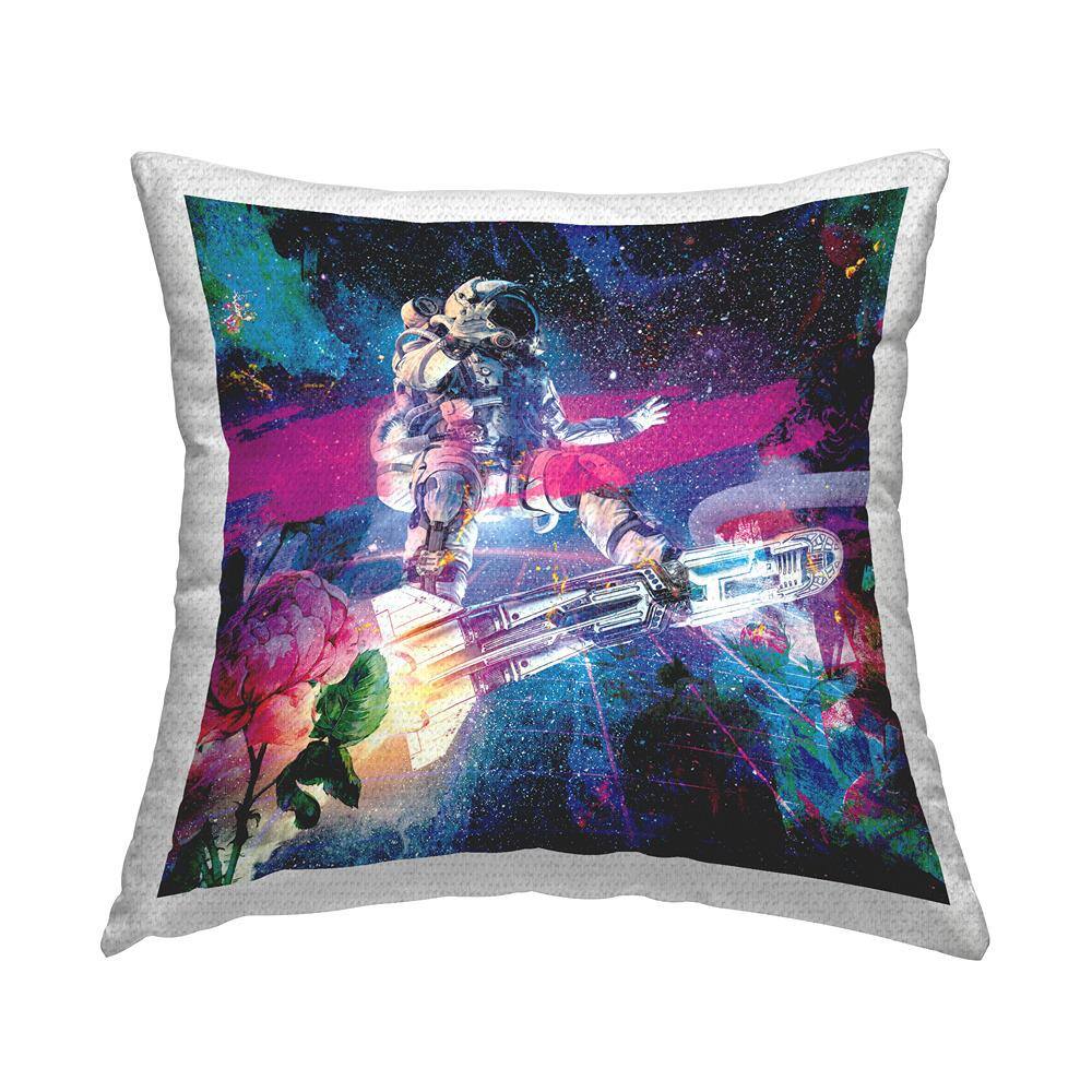 Astronaut in Outer Space Collage Multi-Color Square Outdoor Throw Pillow price history on PriceWatchPro