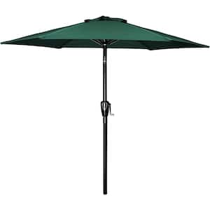 7.5 ft. Green Outdoor Market Table Patio Umbrella with Button Tilt, Crank and 8 Sturdy Ribs for Garden