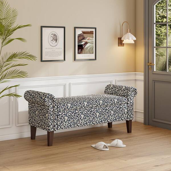 Handy Living Wallen Black Curly Vine Fabric Traditional Rolled Arm