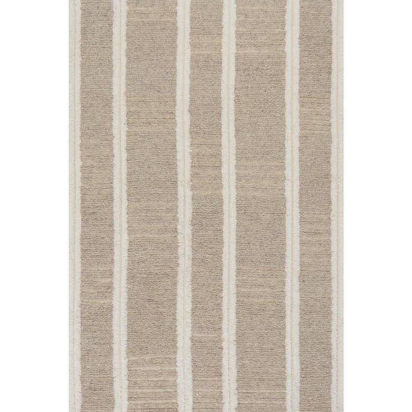 Adaluna Modern Striped Wool Area Brown 4 ft. x 6 ft. Indoor Area Rug