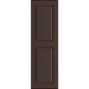 12" x 55" True Fit PVC Two Equal Raised Panel Shutters, Raisin Brown (Per Pair)