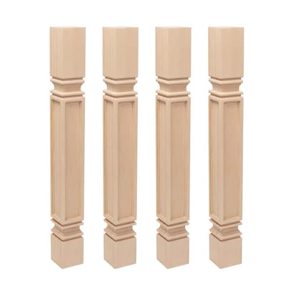 35.25 in. x 3.75 in. Unfinished Solid North American Hard Maple Mission Kitchen Island Leg (4-Pack)