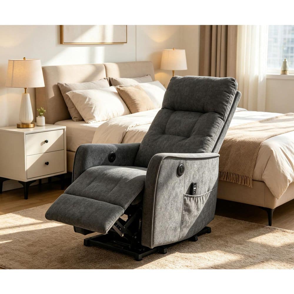 Gray Chenille Power Lift Recliner with Massage Heat Function and USB Charging Port price history on PriceWatchPro