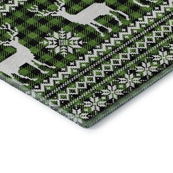 Mayfield Premium Machine Washable Abstract AMF1820 Cactus 2 ft. x 3 ft. Area Rug