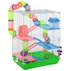 5-Tier Hamster Cage with Tubes and Tunnels, Water Bottle, Food Dish, Exercise Wheel