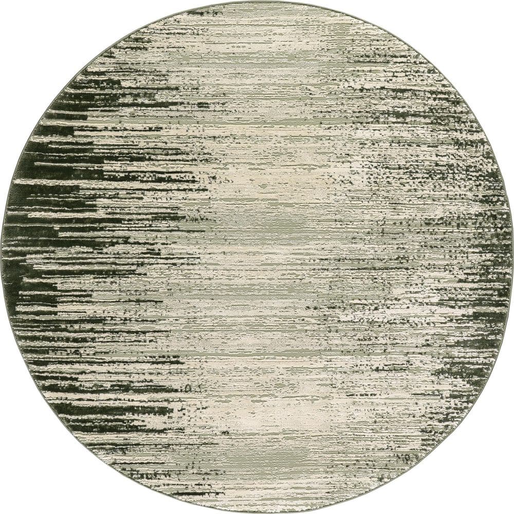 RUGS USA Cecilla Abstract Machine Washable Green Round 6 ft. Indoor ...