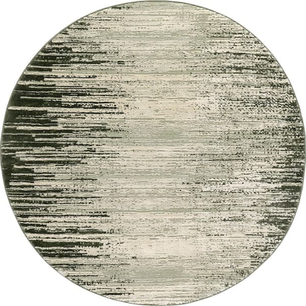 RUGS USA Cecilla Abstract Machine Washable Green Round 6 ft. Indoor/Outdoor Patio Round Rug