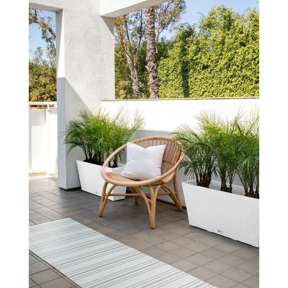 Modern Midori White Recycled Plastic 31" Trough Planter