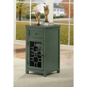 Ivanhoe 17 in. Antique Teal Rectangle Wood Side Table with 1-Drawer