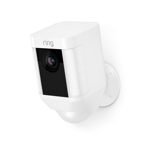 Ring Spotlight Cam Battery Wireless Outdoor Bullet Surveillance Camera, White (3-pack)