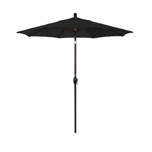 7.5 ft. Bronze Aluminum Pole Market Aluminum Ribs Push Tilt Crank Lift Patio Umbrella in Black Sunbrella