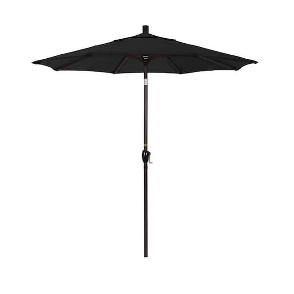 California Umbrella 7-1/2 ft. Aluminum Push Tilt Patio Market Umbrella in Black Pacifica