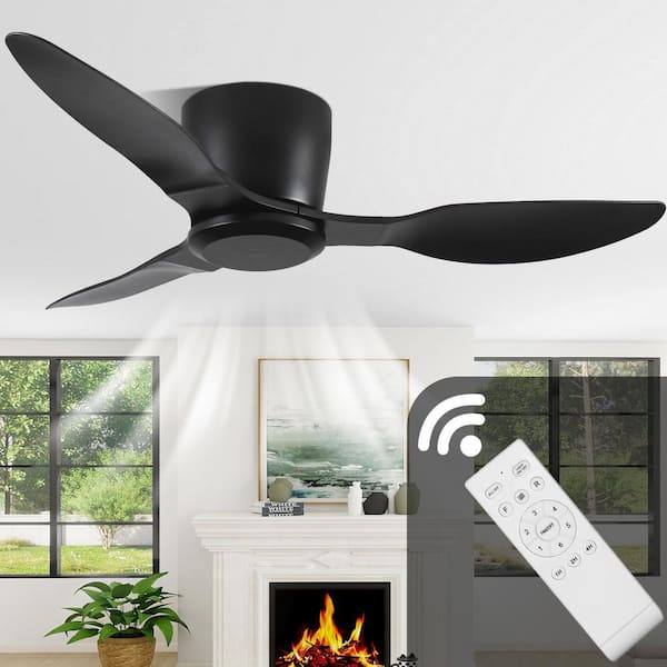 40 In. Flush Mount Ceiling Fan without Light,3 Reversible Blades, with 6 Speeds DC Motor for Living Room Kitchen Bedroom