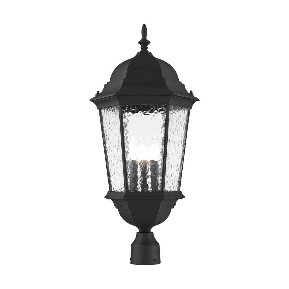 Livex Lighting Hamilton 3 Light Textured Black Outdoor Post Top Lantern ...