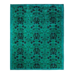 One-of-a-Kind Contemporary Green 8 ft. x 10 ft. Hand Knotted Overdyed Area Rug