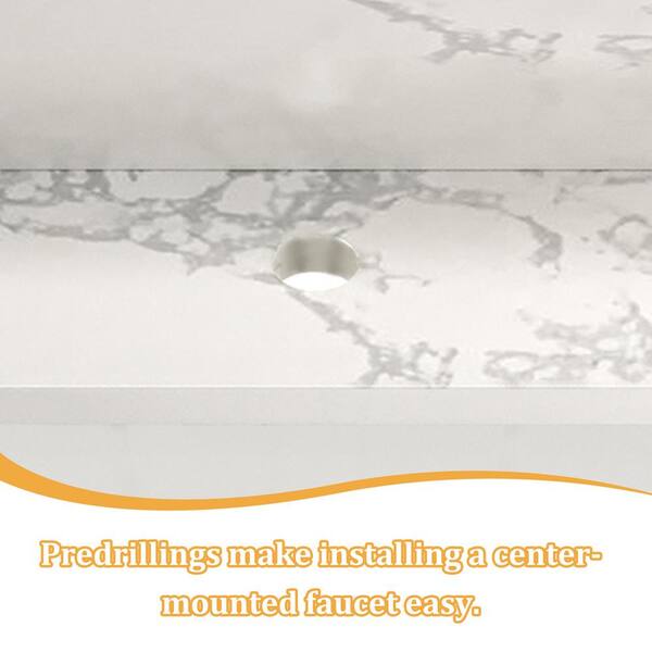 Dimakai 31 W x 22 D Engineered Stone Composite White