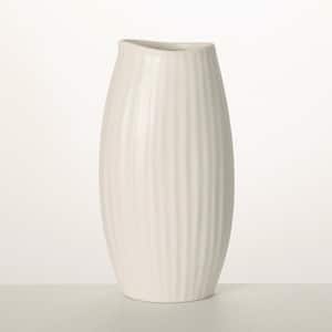 Influence Collection 9" Modern White Ribbed Vase