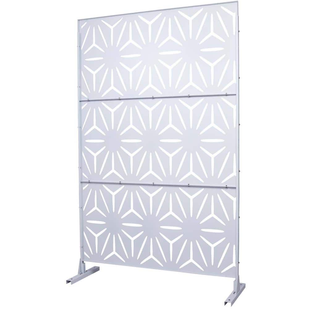 76 in. H x 48 in. W Steel Garden Fence Freestanding Outdoor Privacy Screen in White price history on PriceWatchPro