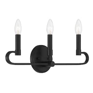 Summit 20 in. 3-Light Matte Black Modern Traditional Vanity with Candelabra-Style Curves