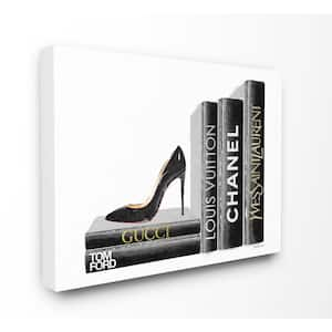 16 in. x 20 in. "High Fashion Black Book Shelf with Stilettos Heel" by Artist Amanda Greenwood Canvas Wall Art