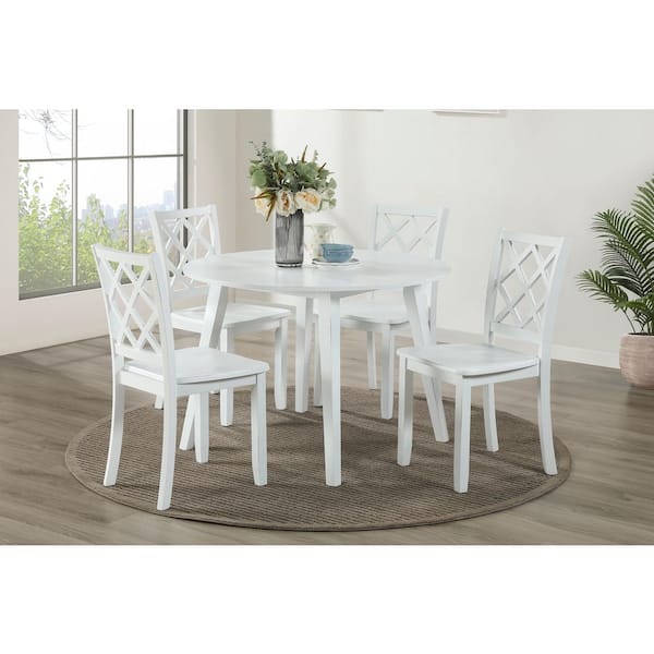 New Classic Furniture Trellis 5-Piece White Round Wood Top Dining Set