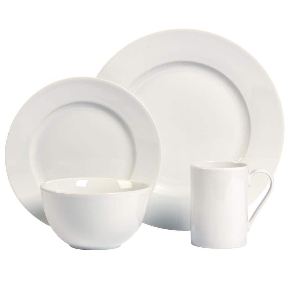 Tabletops Gallery 16-Piece Casual White Ceramic Dinnerware Set (Service for  4) TTU-U3680-EC - The Home Depot