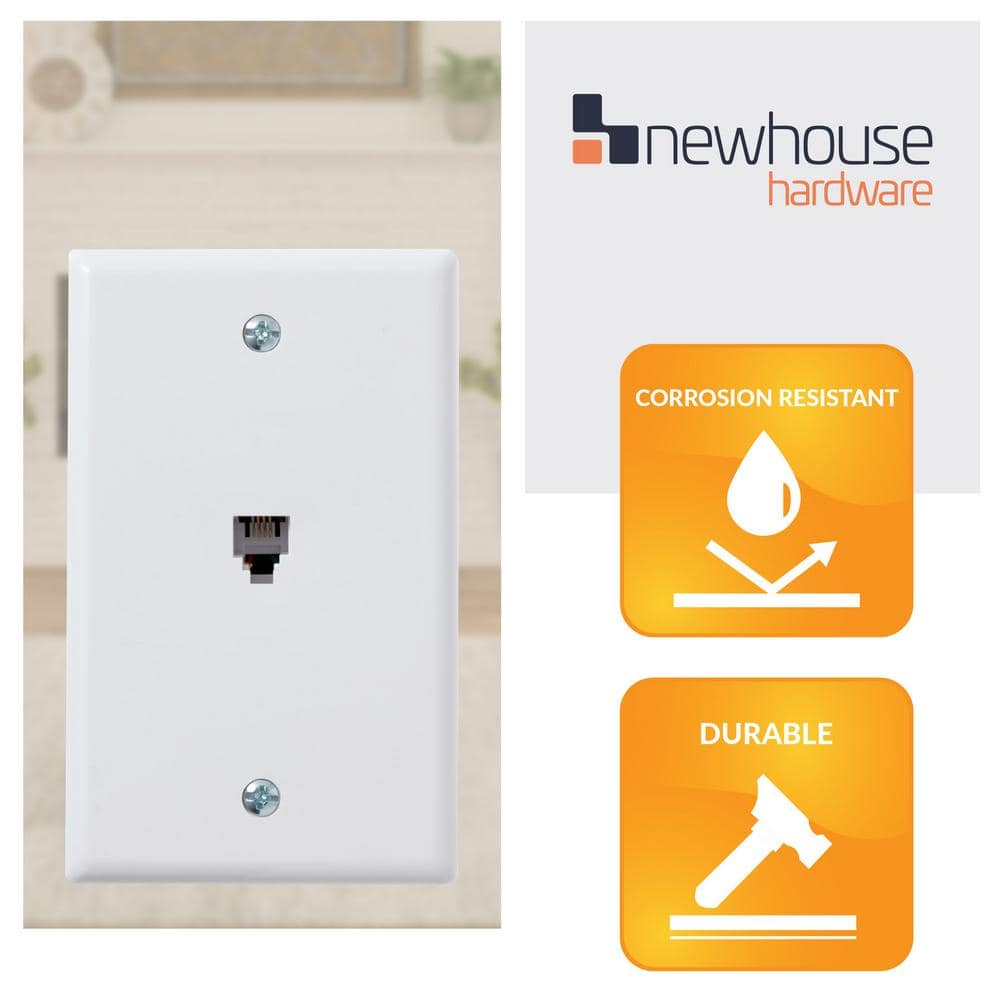 White Single Gang Plastic Telephone Jack Wall Plate, 5-Pack