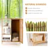 Costway 26 in. W x 13 in. D x 34.5 in. H Brown Wood Bathroom Storage Floor Linen Cabinet with Single Door and 3 Open Shelves JZ-10N013NA