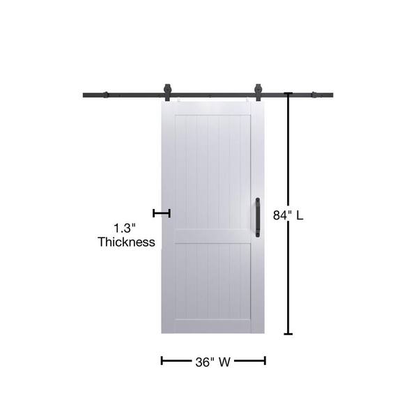 Pinecroft 36 In X 84 In Millbrooke White H Style Ready To Assemble Pvc Vinyl Sliding Barn Door With Hardware Kit Mlb3684hkd