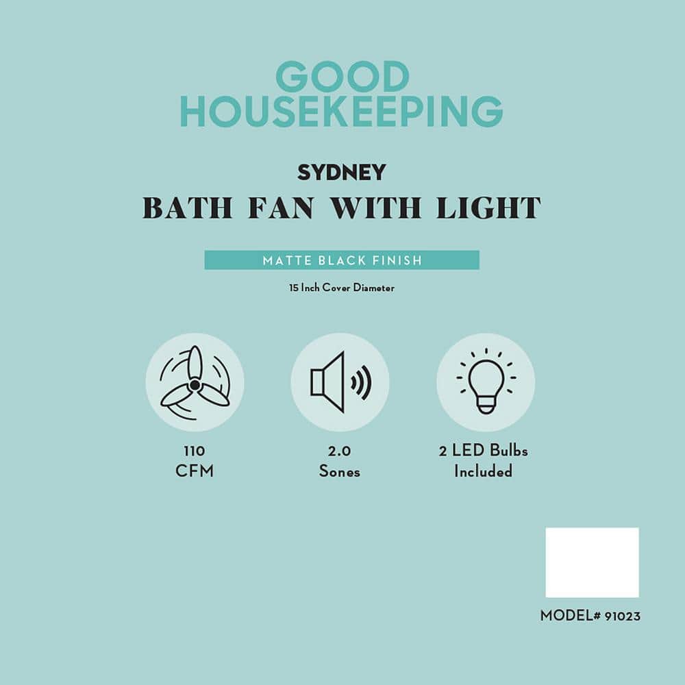 Matte Black Round LED Bathroom Exhaust Fan with Frosted Glass