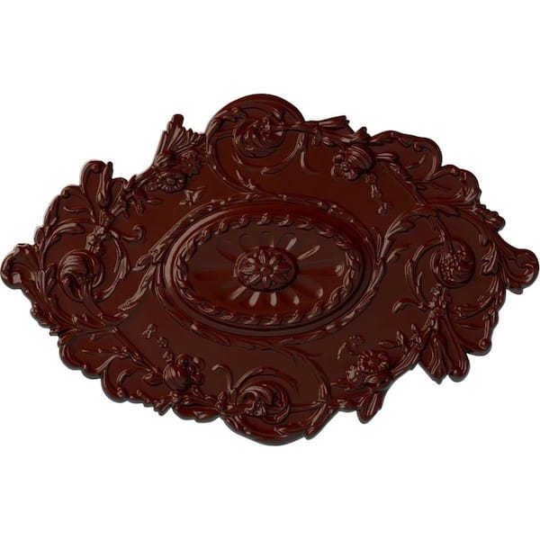 Ekena Millwork 30-1/2" W x 20" H x 1-1/2" Strasbourg Urethane Ceiling Medallion, Brushed Mahogany
