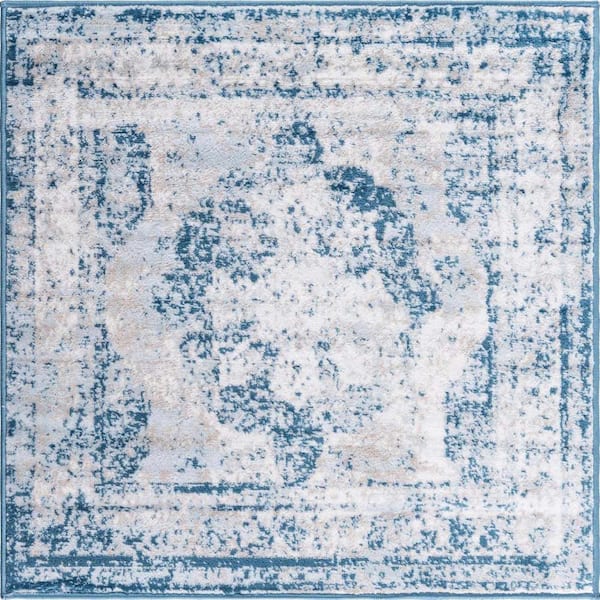 Sofia Salle Garnier Blue 3 ft. 3 in. x 3 ft. 3 in. Area Rug