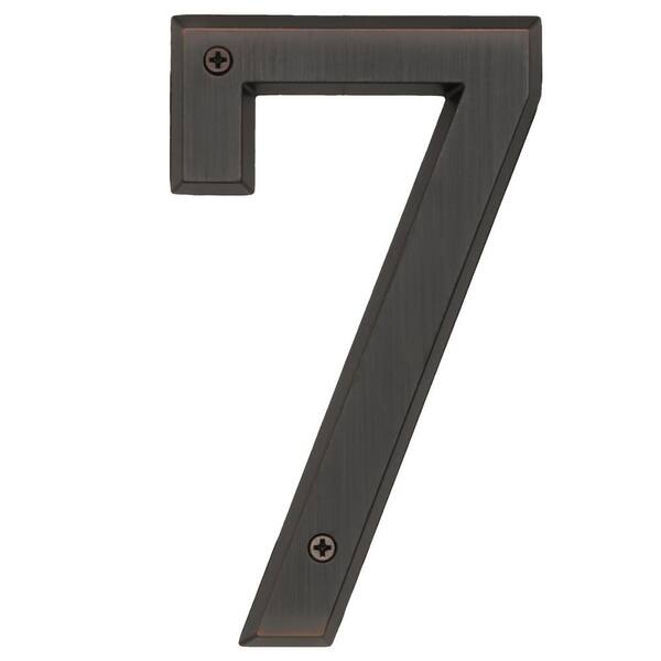 Everbilt 6 in. Brushed Brass Aluminum Floating or Flat Modern House Number  4 37844 - The Home Depot