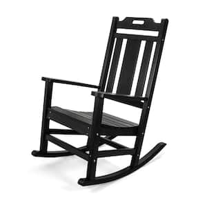 Modern All Weather Black Rocking Plastic Adirondack Chair