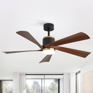 Whitney 52 in. Integrated LED Indoor Black Propeller Ceiling Fans with Light and Remote Control Included