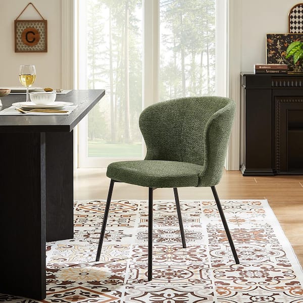 Art Leon Shell Green Fabric Dining Side Chairs Set of 2
