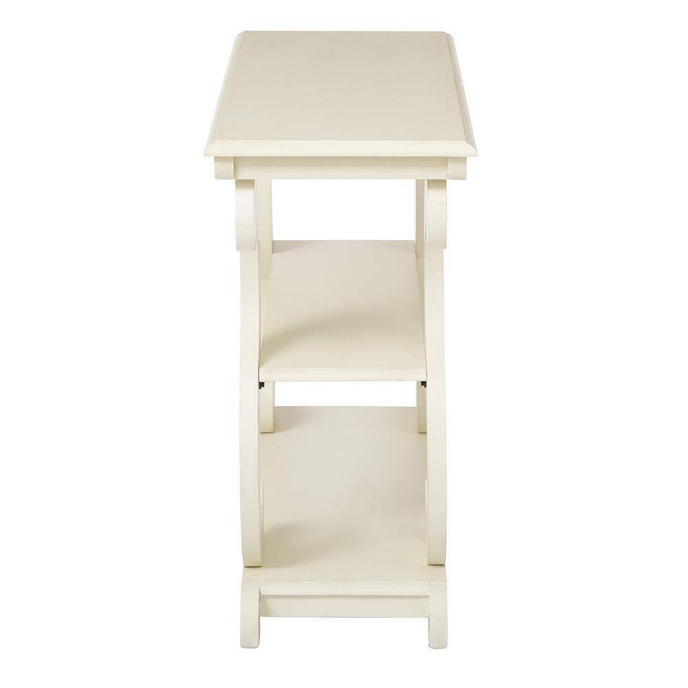 Antique Beige Wood and Metal Console Table with Storage
